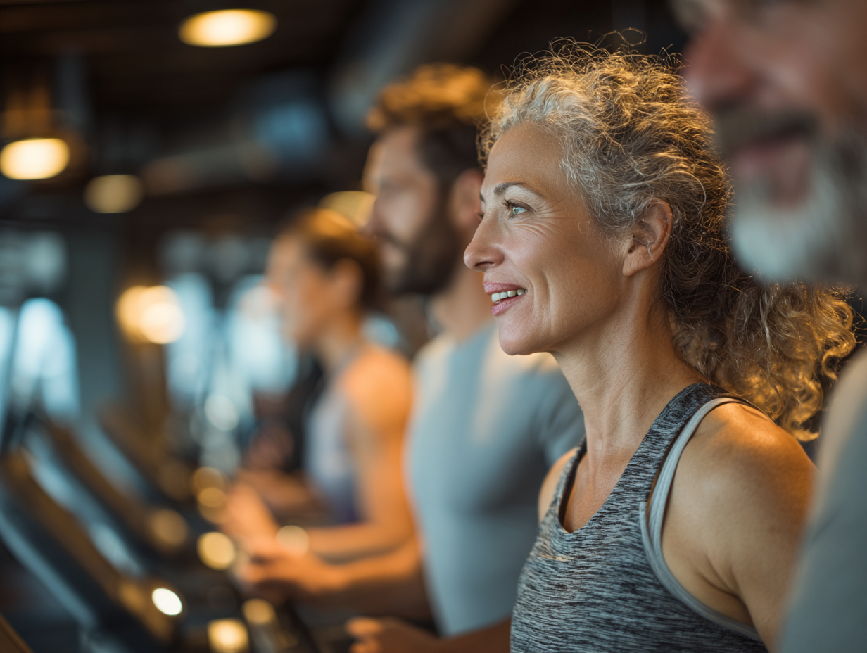 Skupina ľudí rôzneho veku cvičí s odborným vedením